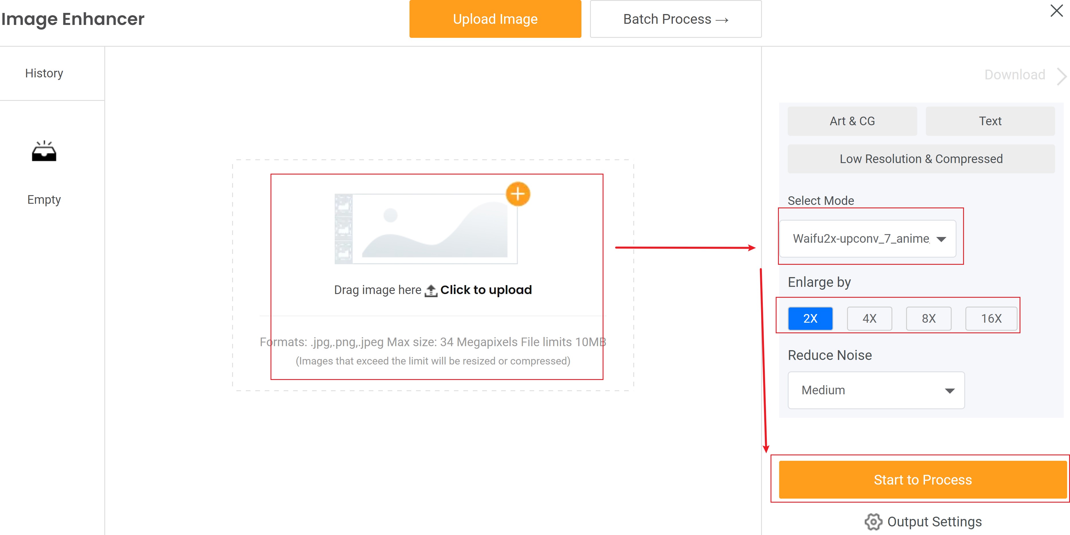 VanceAI Anime Upscaler workspace
